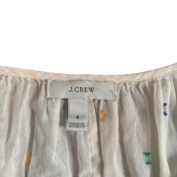 J Crew Chambray Dot Peasant Tassel Blouse - Picture 8 of 8